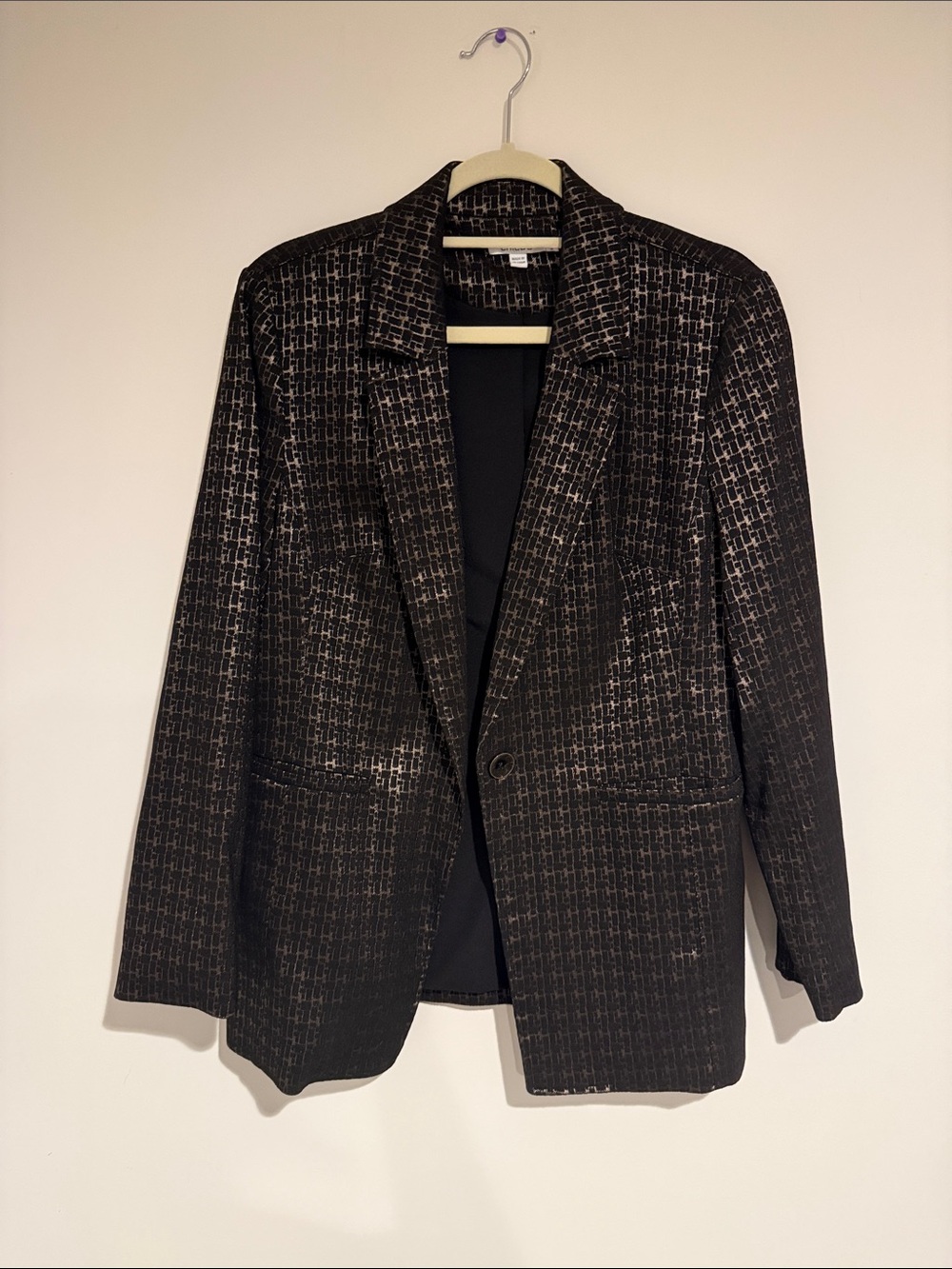 Chico's Black Metallic Pattern Blazer